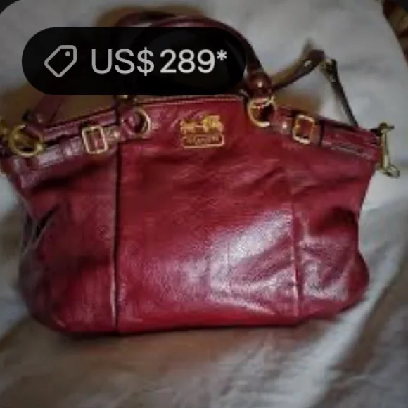 Vintage Y2K Coach tote bag dark red Maroon Leather Satchel with Gold Accents - Picture 4 of 17
